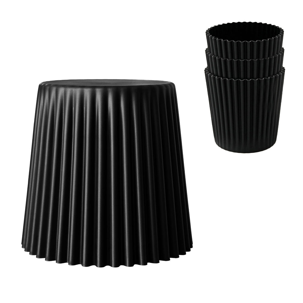 Set of 4 Cupcake Bar Stools Stackable Foot Stools Black by Artiss
