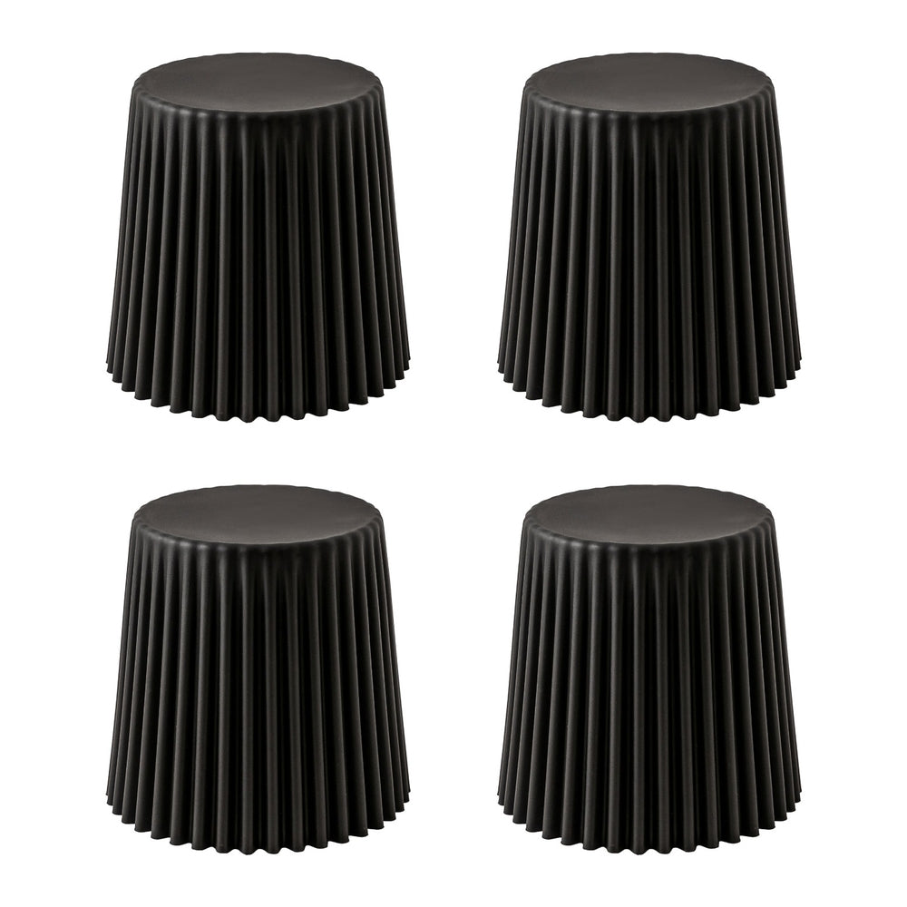 Set of 4 Cupcake Bar Stools Stackable Foot Stools Black by Artiss