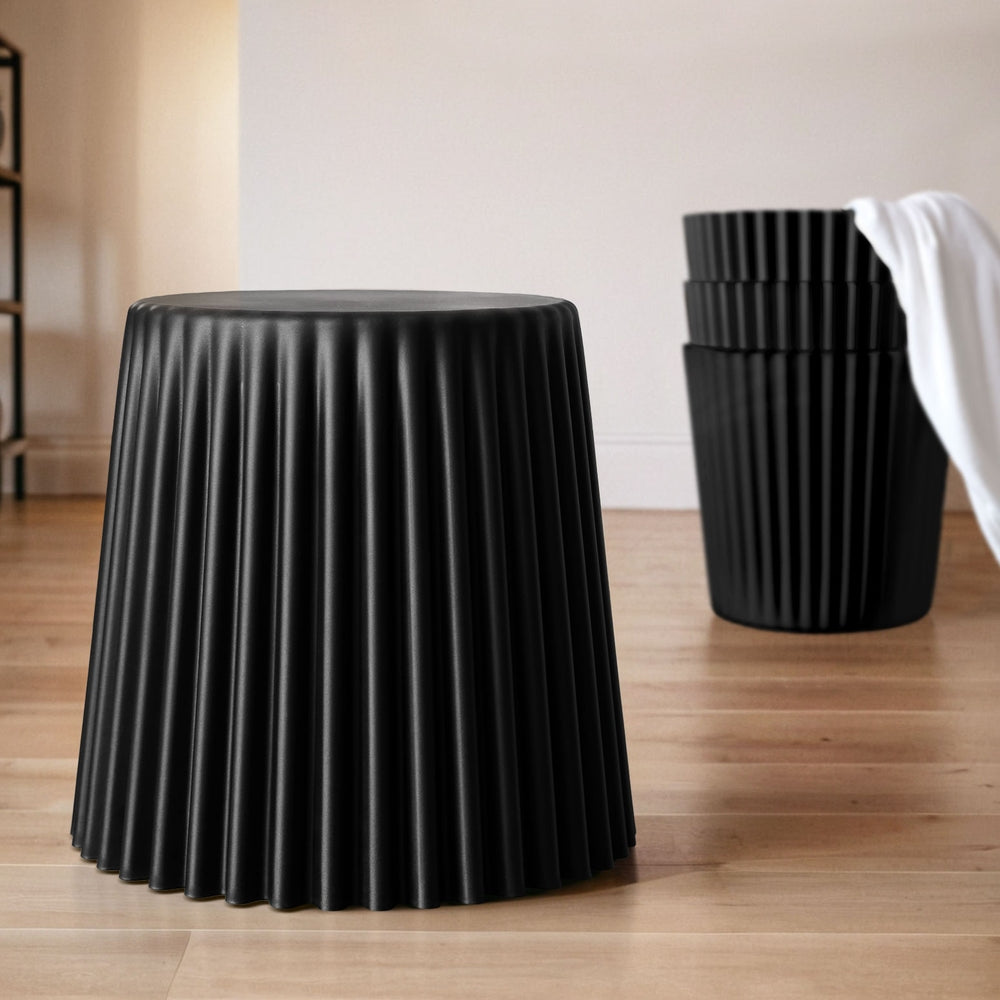 Set of 4 Cupcake Bar Stools Stackable Foot Stools Black by Artiss