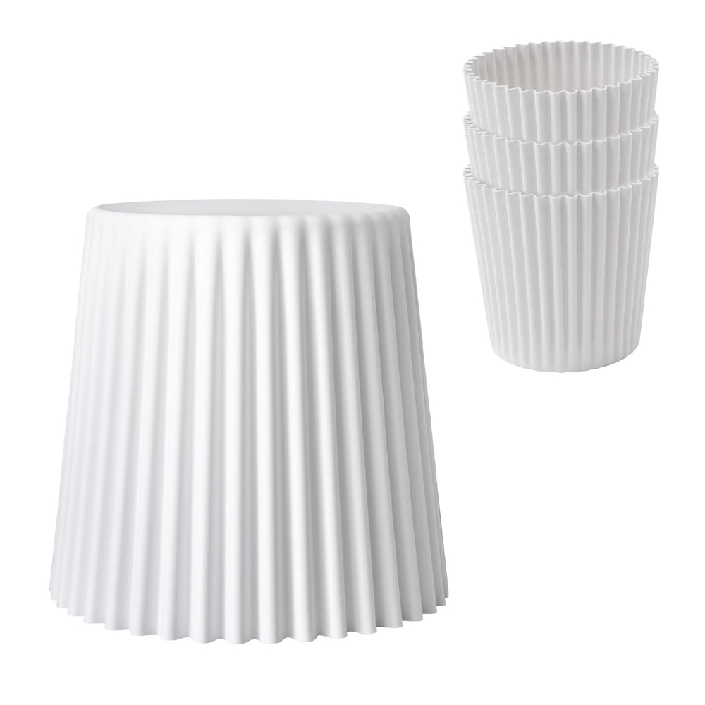Set of 4 Cupcake Bar Stools Stackable Foot Stool White by Artiss
