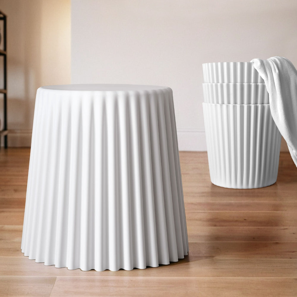 Set of 4 Cupcake Bar Stools Stackable Foot Stool White by Artiss