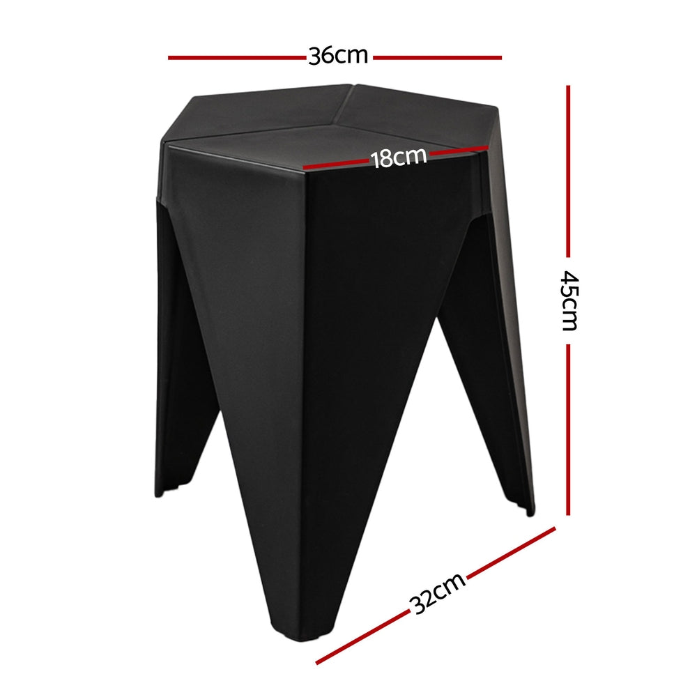 4PC Puzzle Stool Plastic Bar Stools Stackable Black by Artiss