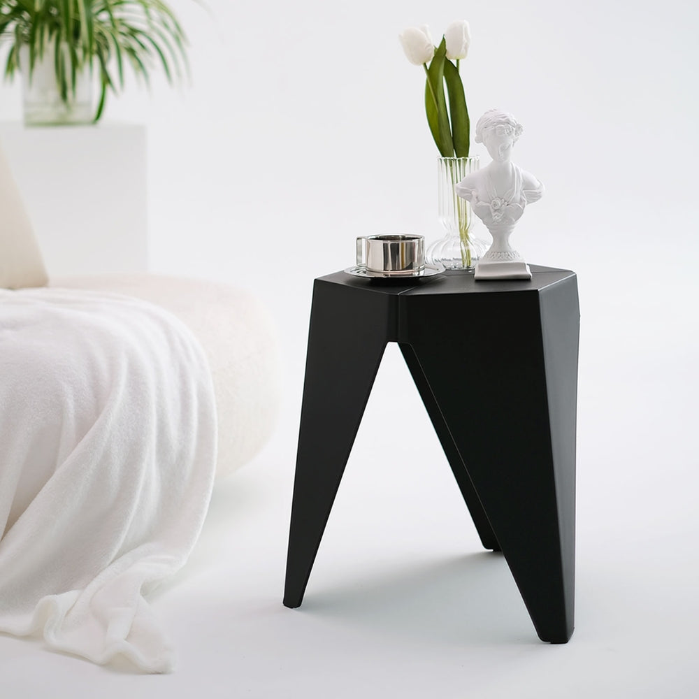 4PC Puzzle Stool Plastic Bar Stools Stackable Black by Artiss