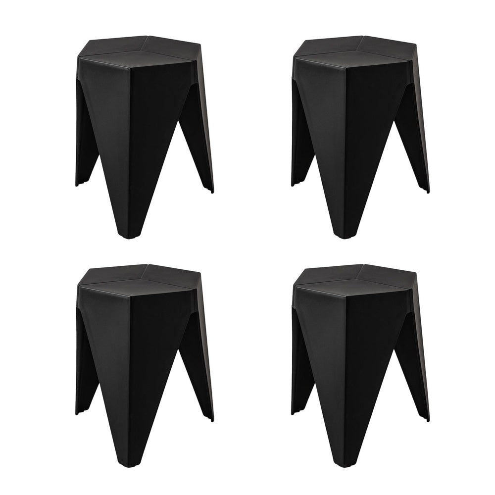 4PC Puzzle Stool Plastic Bar Stools Stackable Black by Artiss