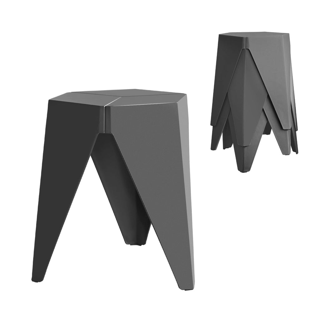 4PC Puzzle Stool Bar Stools Stackable Grey by Artiss