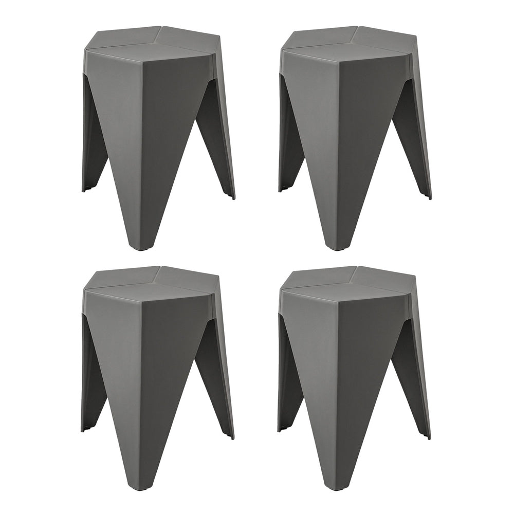 4PC Puzzle Stool Bar Stools Stackable Grey by Artiss