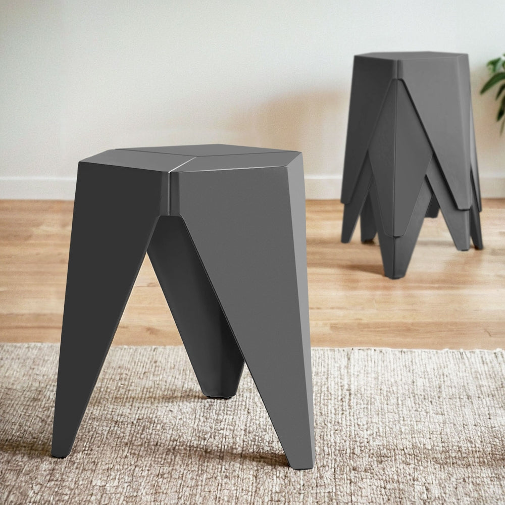4PC Puzzle Stool Bar Stools Stackable Grey by Artiss