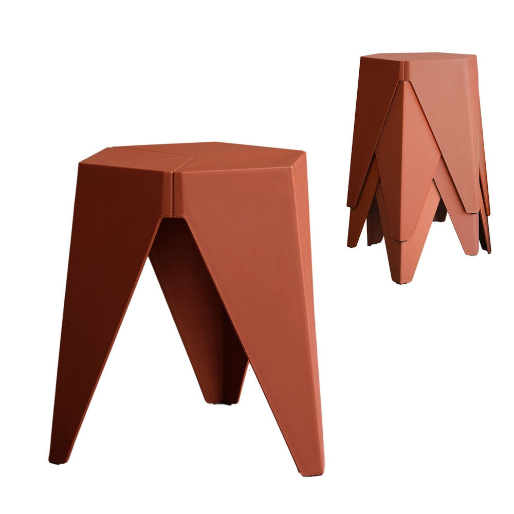 4PC Puzzle Stool Bar Stools Stackable Red by Artiss