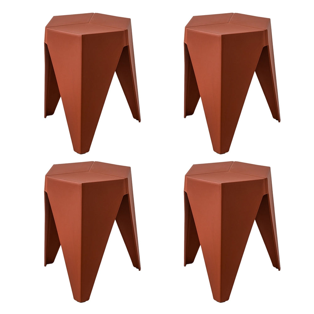 4PC Puzzle Stool Bar Stools Stackable Red by Artiss