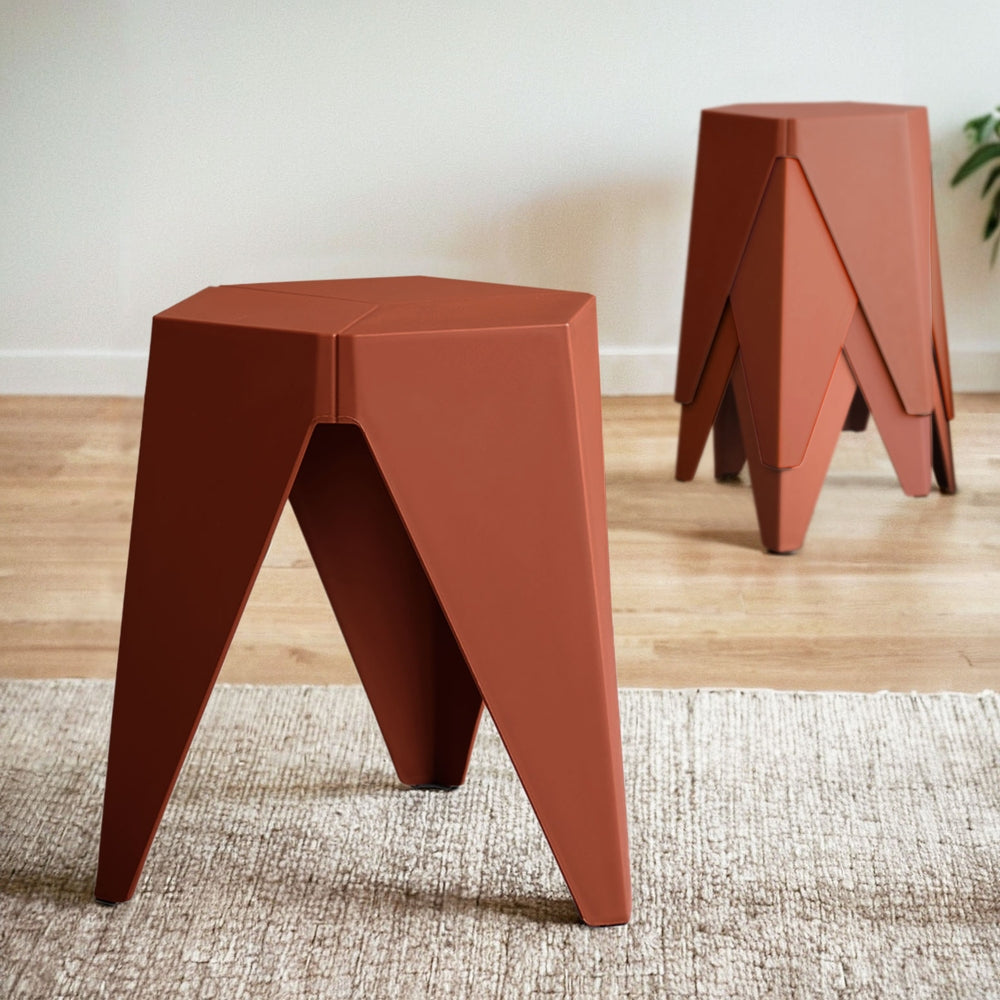 4PC Puzzle Stool Bar Stools Stackable Red by Artiss