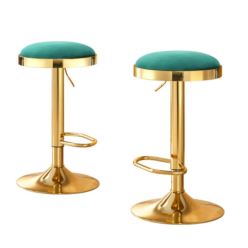 2x Bar Stools Kitchen Dining Chairs Velvet Padded by Artiss Stool Green