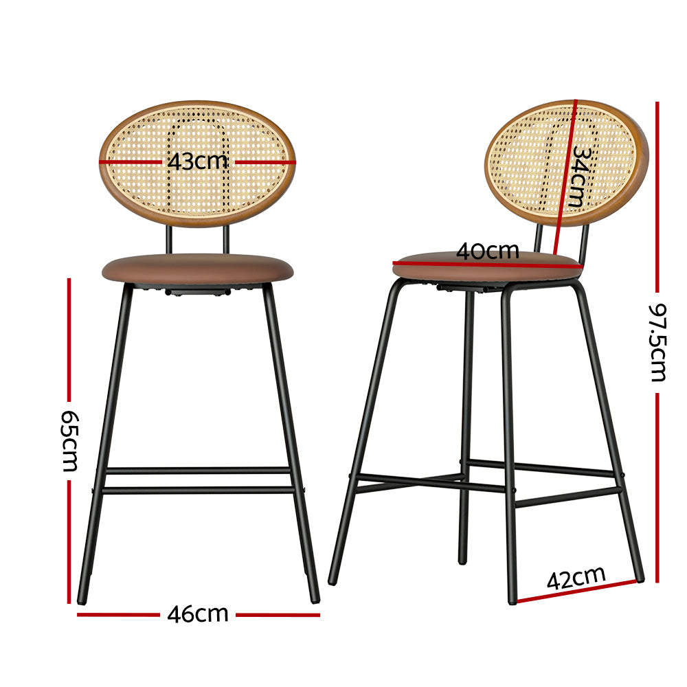 4x Bar Stools PU Leather Stools Brown by Artiss