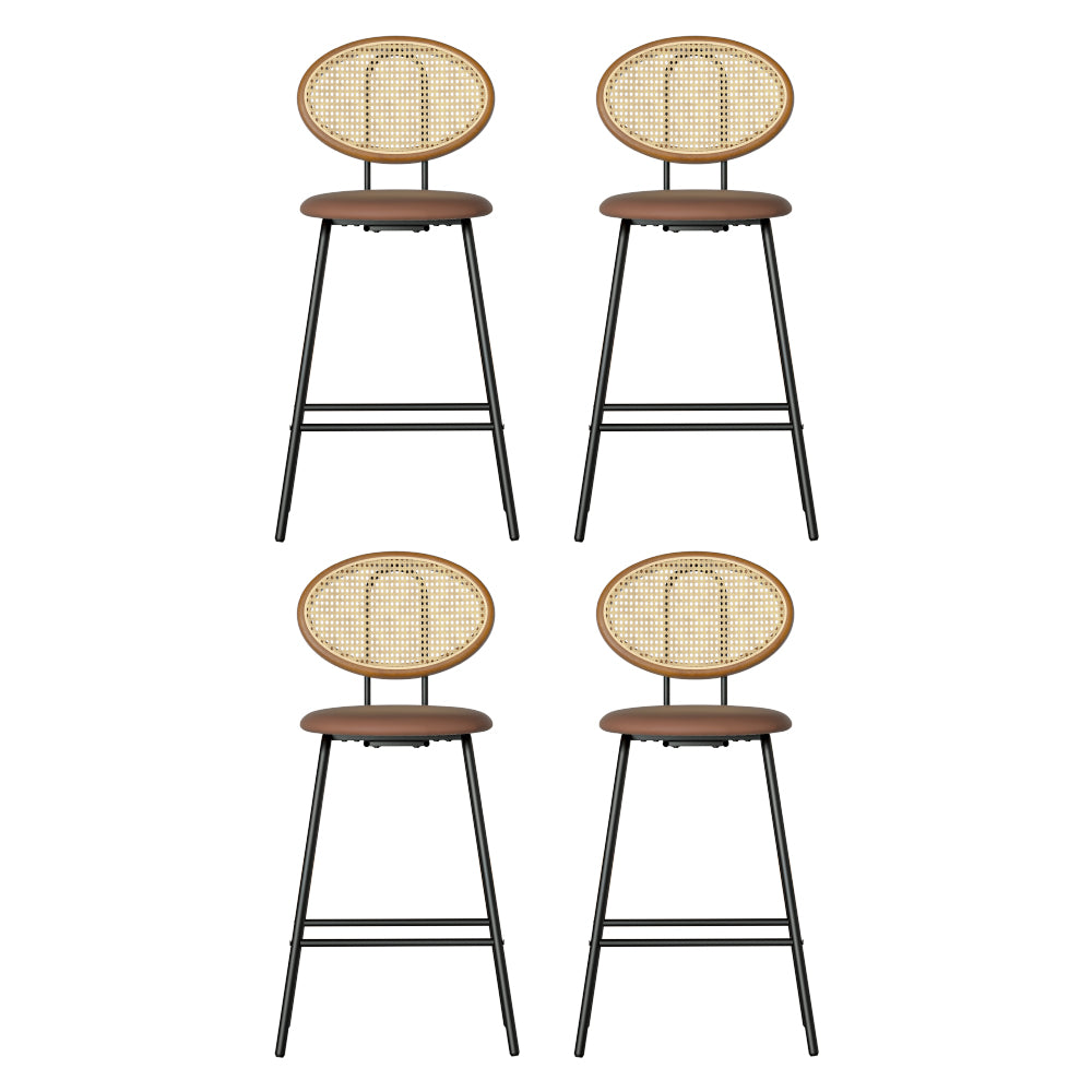 4x Bar Stools PU Leather Stools Brown by Artiss