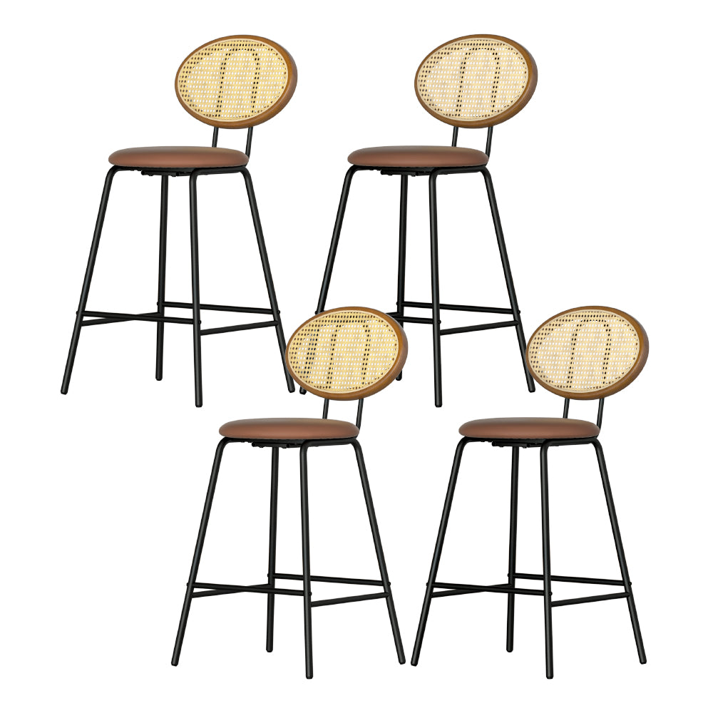 4x Bar Stools PU Leather Stools Brown by Artiss