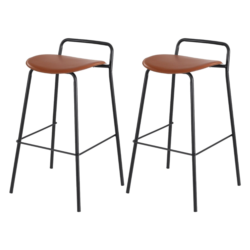 2x Bar Stools Kitchen Counter Stools Metal Brown by Artiss by Artiss