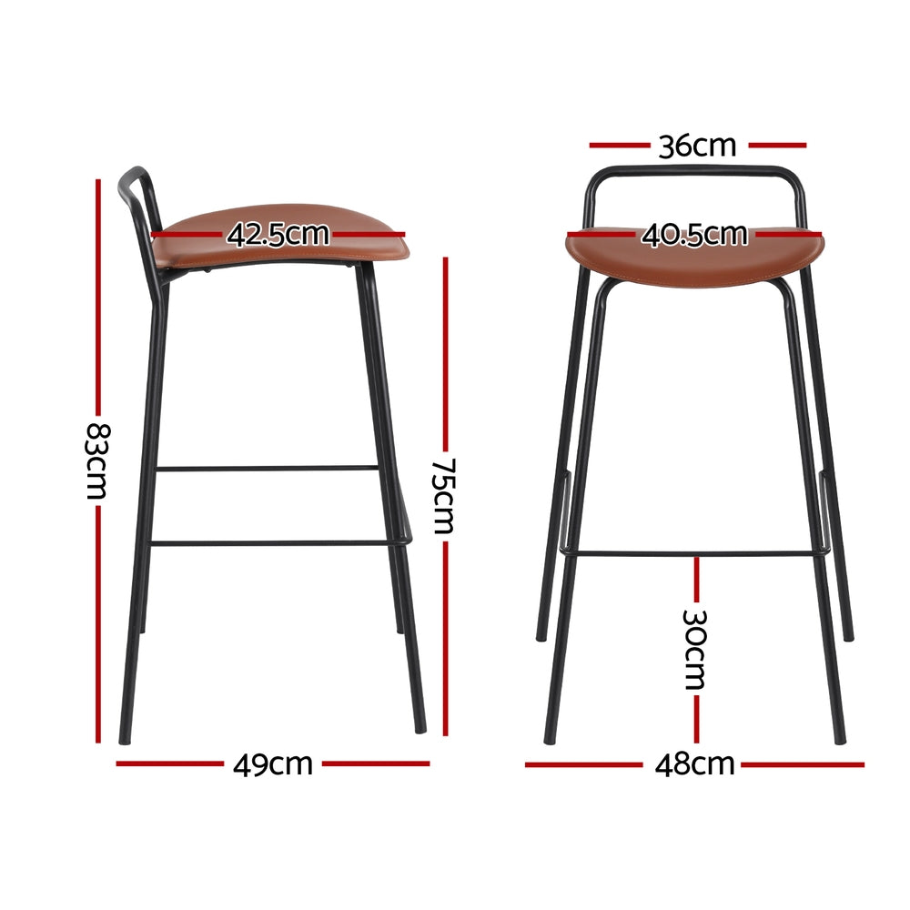 2x Bar Stools Kitchen Counter Stools Metal Brown by Artiss by Artiss