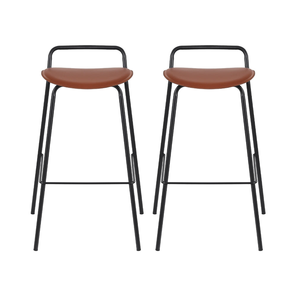 2x Bar Stools Kitchen Counter Stools Metal Brown by Artiss by Artiss