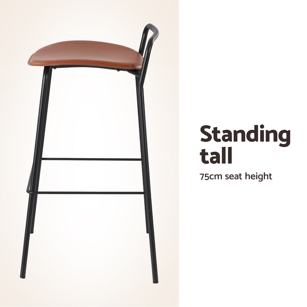 2x Bar Stools Kitchen Counter Stools Metal Brown by Artiss by Artiss