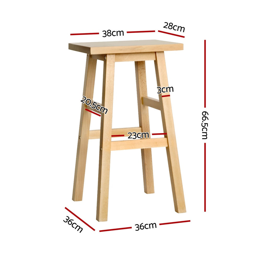 4x Solid Wood Bar Stools Kitchen Chairs - Wooden Nature by Artiss