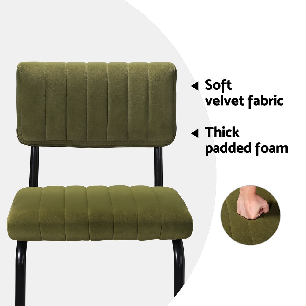 2x Bar Stools Velvet Chairs Green by Artiss