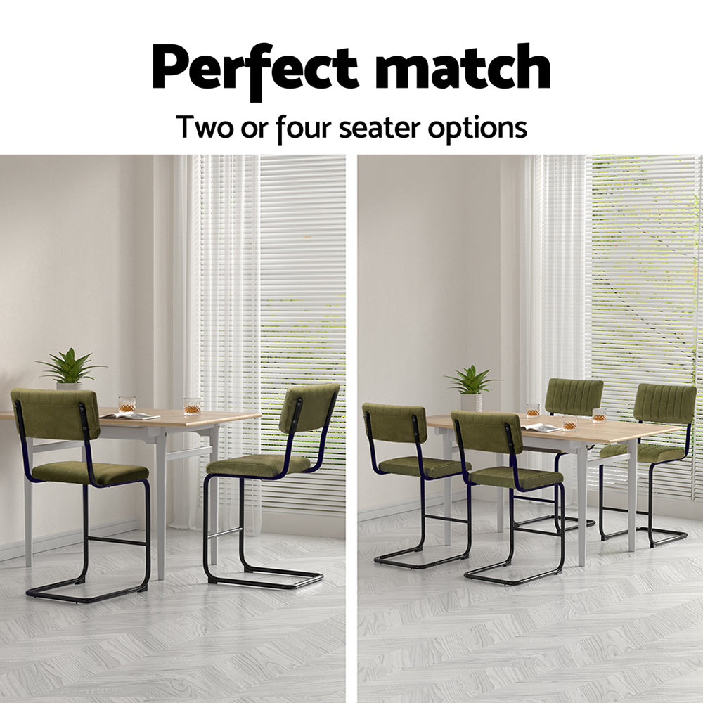 2x Bar Stools Velvet Chairs Green by Artiss