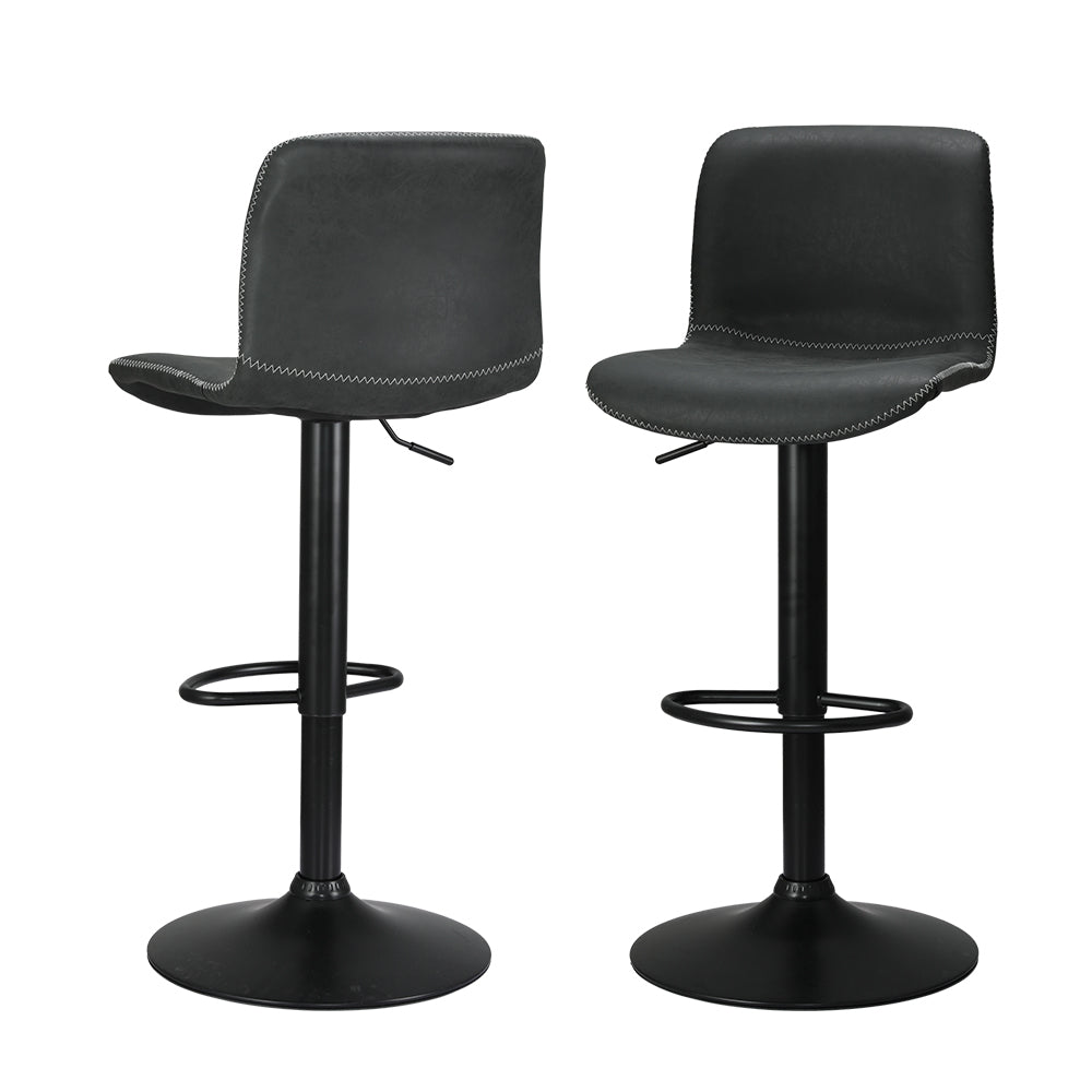 2x Bar Stools Kitchen Swivel Bar Stool Gas Lift Chairs Barstools Black by Artiss