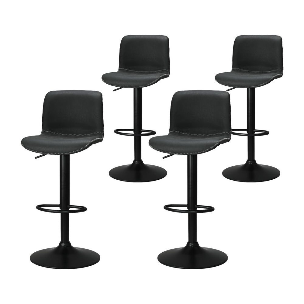 4x Bar Stools Kitchen Swivel Gas Lift Chairs Black by Artiss
