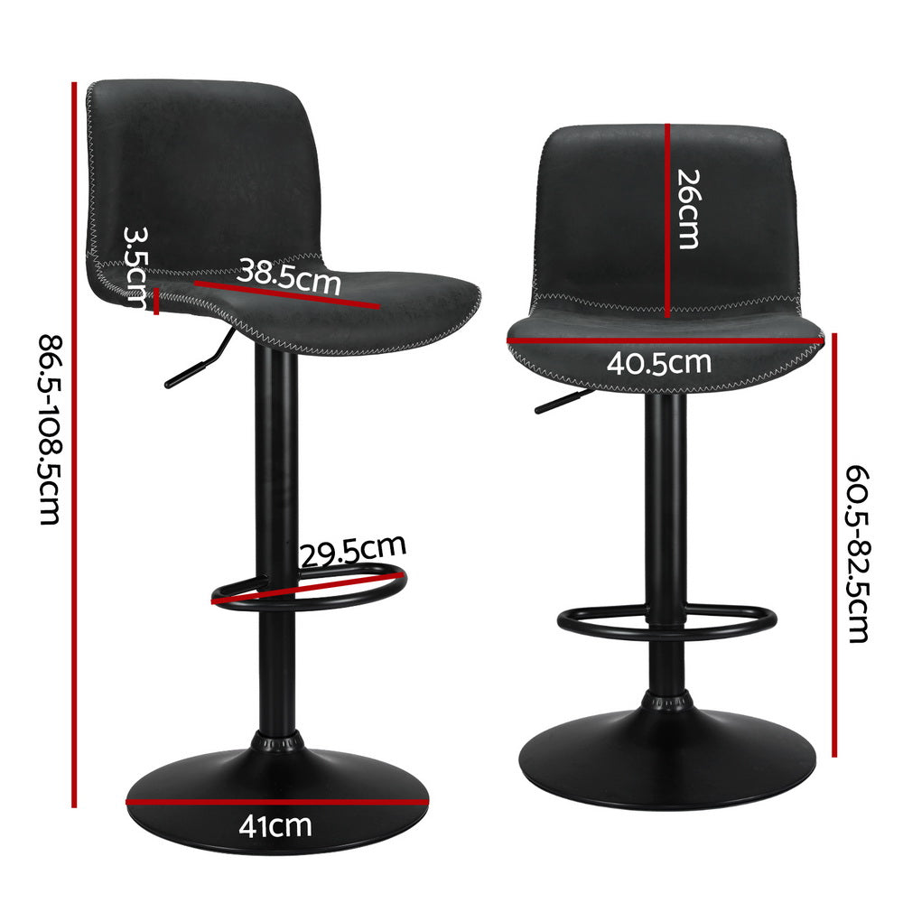 4x Bar Stools Kitchen Swivel Gas Lift Chairs Black by Artiss