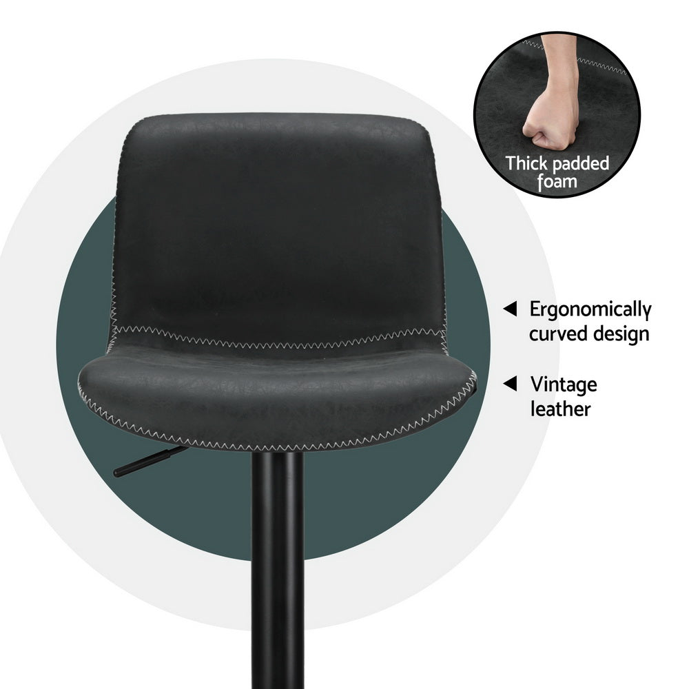 4x Bar Stools Kitchen Swivel Gas Lift Chairs Black by Artiss