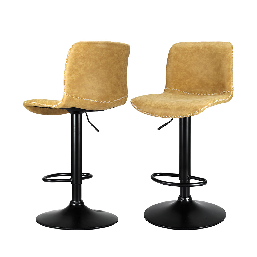 2x Bar Stools Kitchen Swivel Bar Stool Gas Lift Chairs Barstools Brown by Artiss
