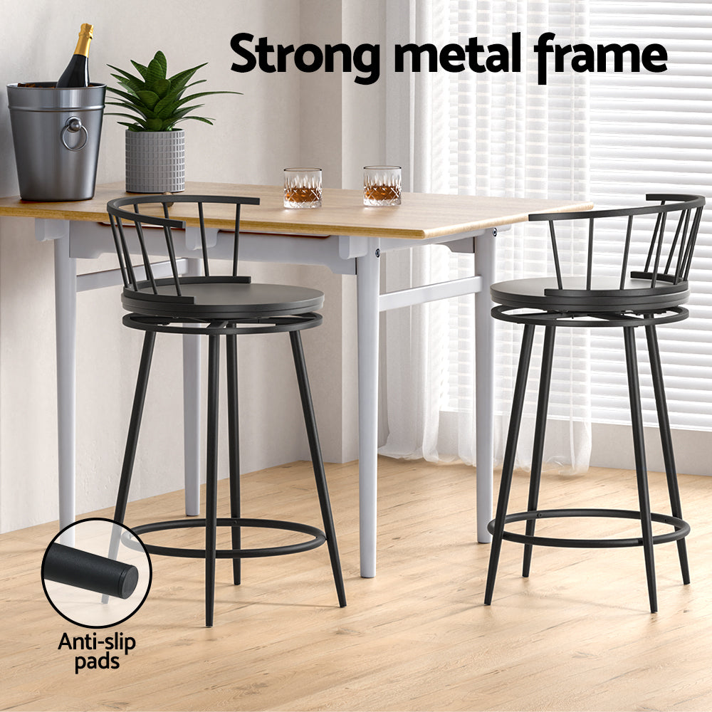 2x Bar Stools Swivel Metal Chairs by Artiss