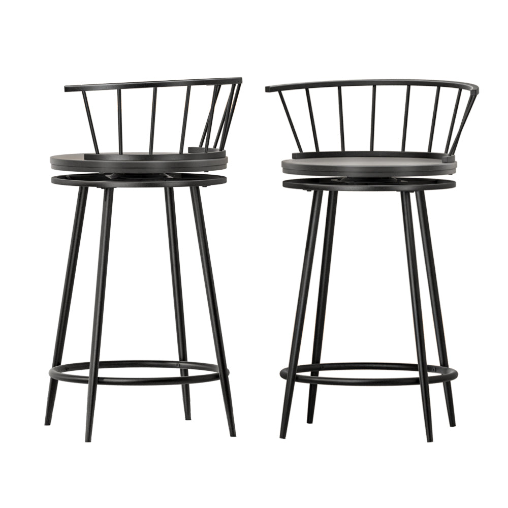 2x Bar Stools Swivel Metal Chairs by Artiss