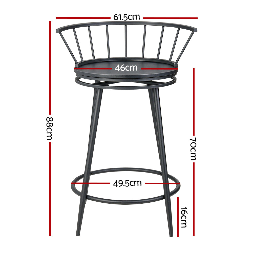 2x Bar Stools Swivel Metal Chairs by Artiss
