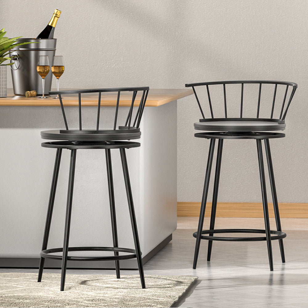 2x Bar Stools Swivel Metal Chairs by Artiss