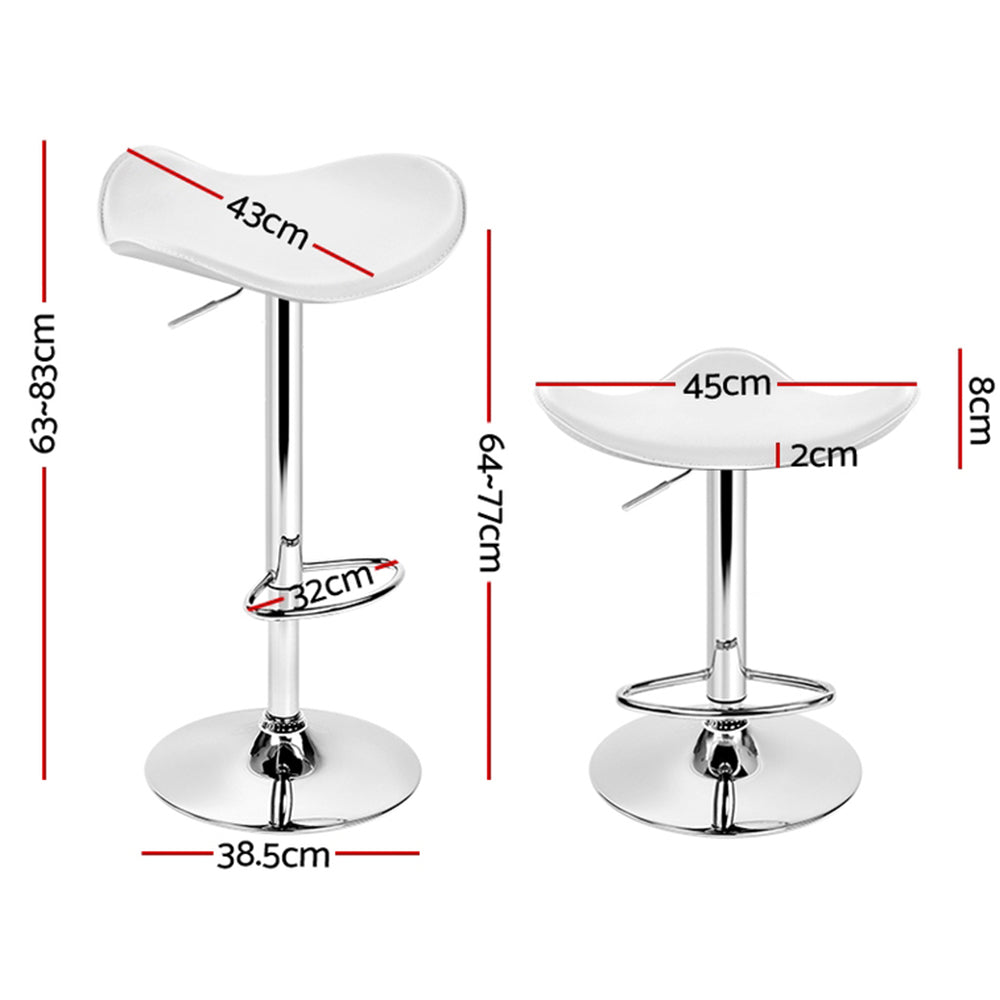 4x Bar Stools Leather Gas Lift Chair White by Artiss