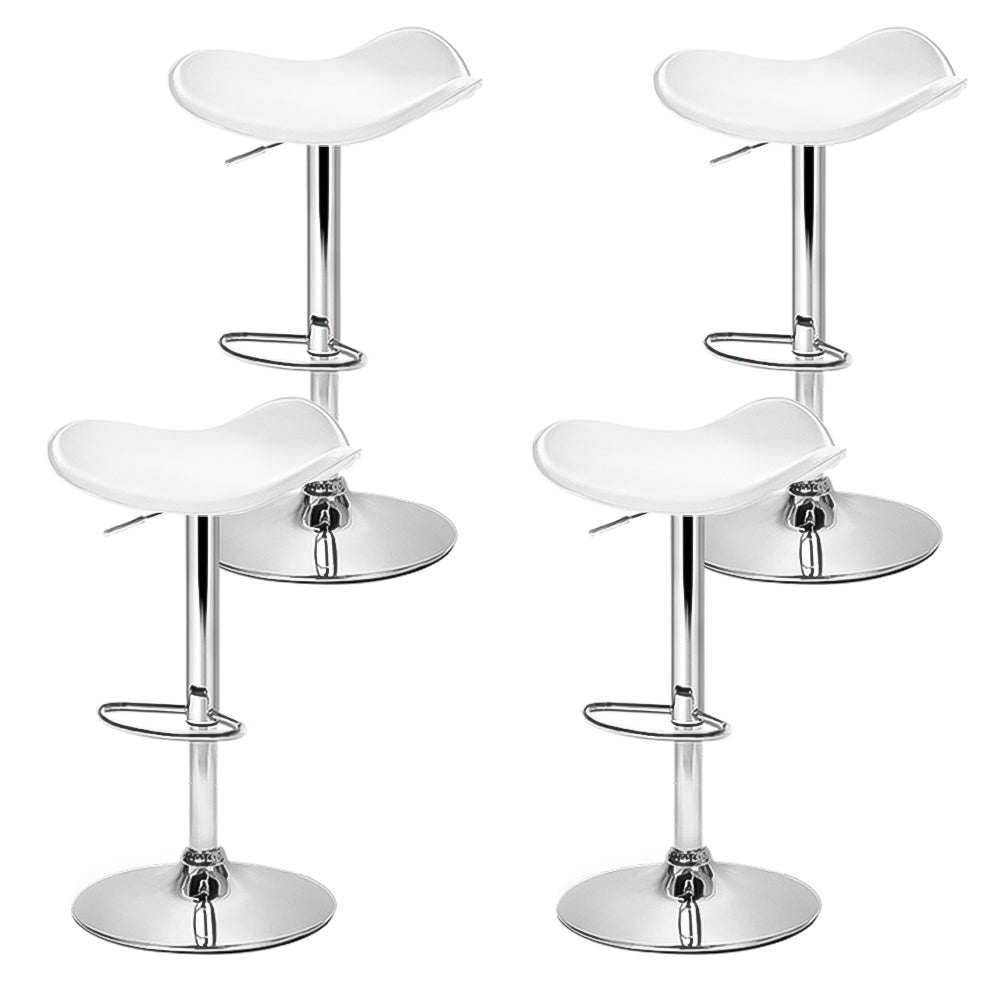 4x Bar Stools Leather Gas Lift Chair White by Artiss