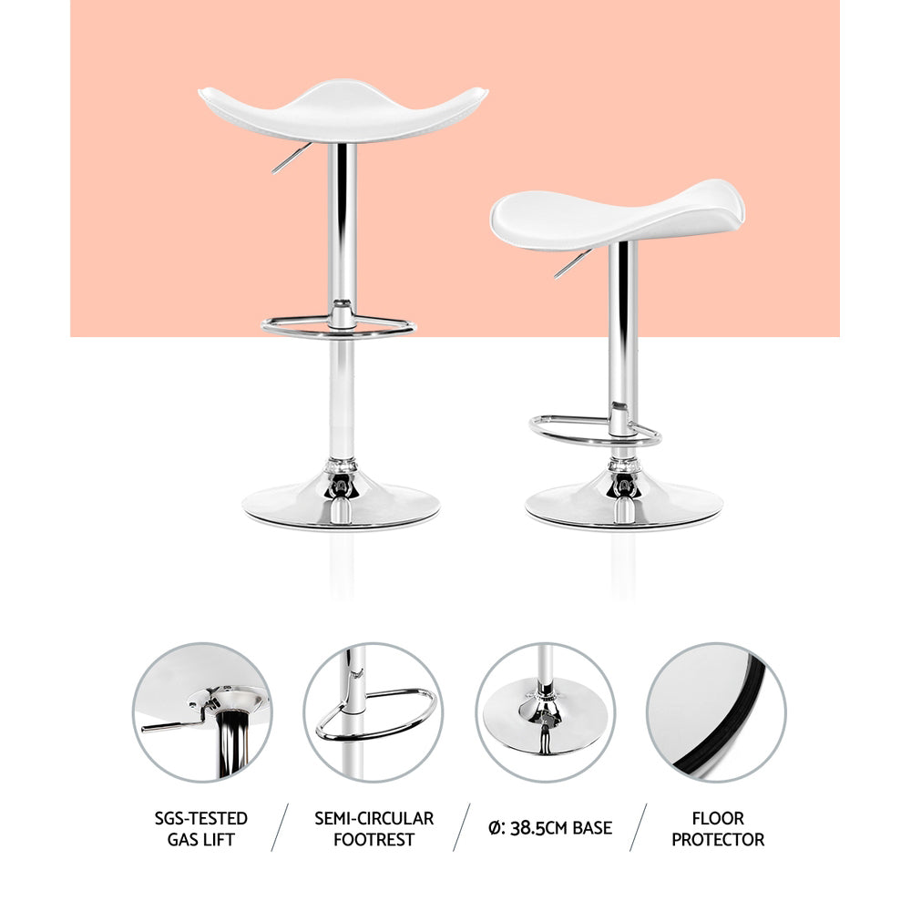 4x Bar Stools Leather Gas Lift Chair White by Artiss