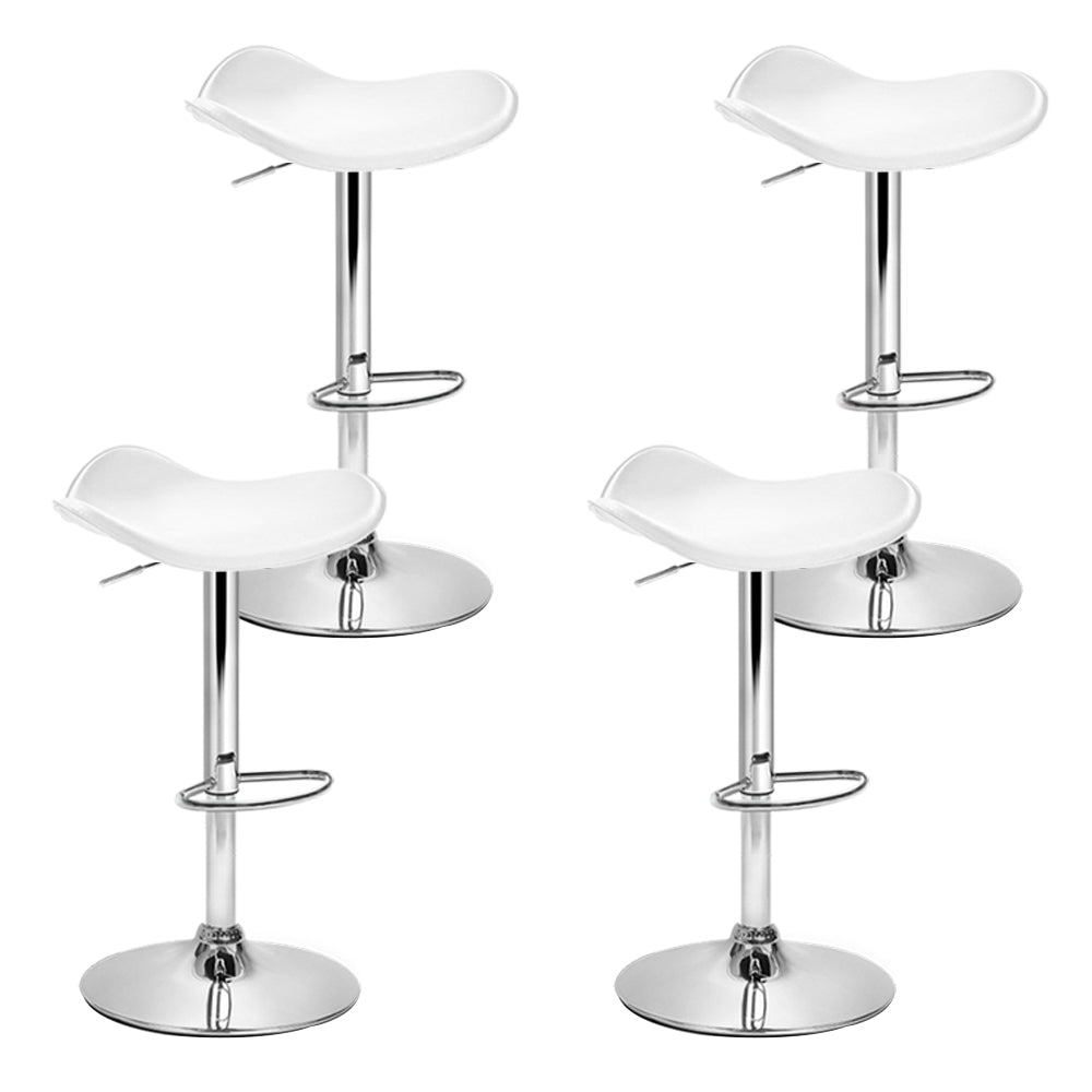 4x Bar Stools Leather Gas Lift Chair White by Artiss