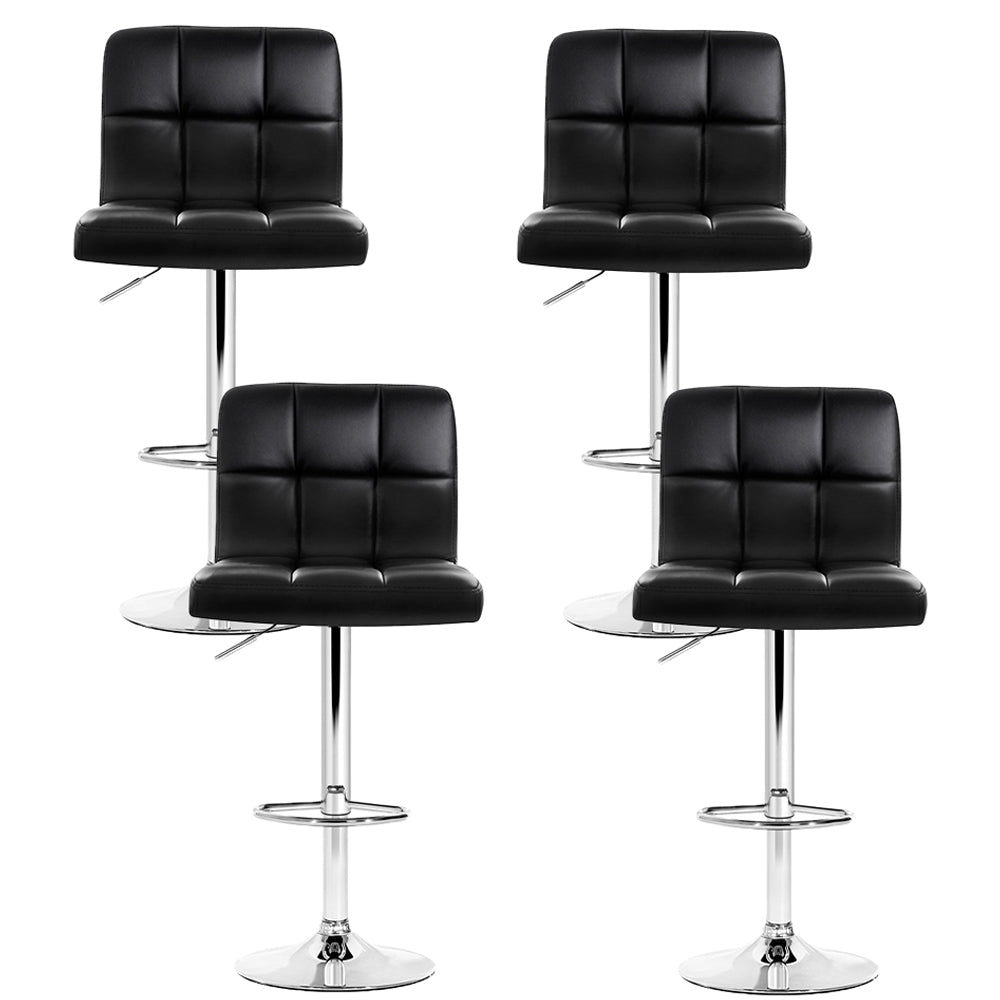 4x Bar Stools Leather Gas Lift Black by Artiss