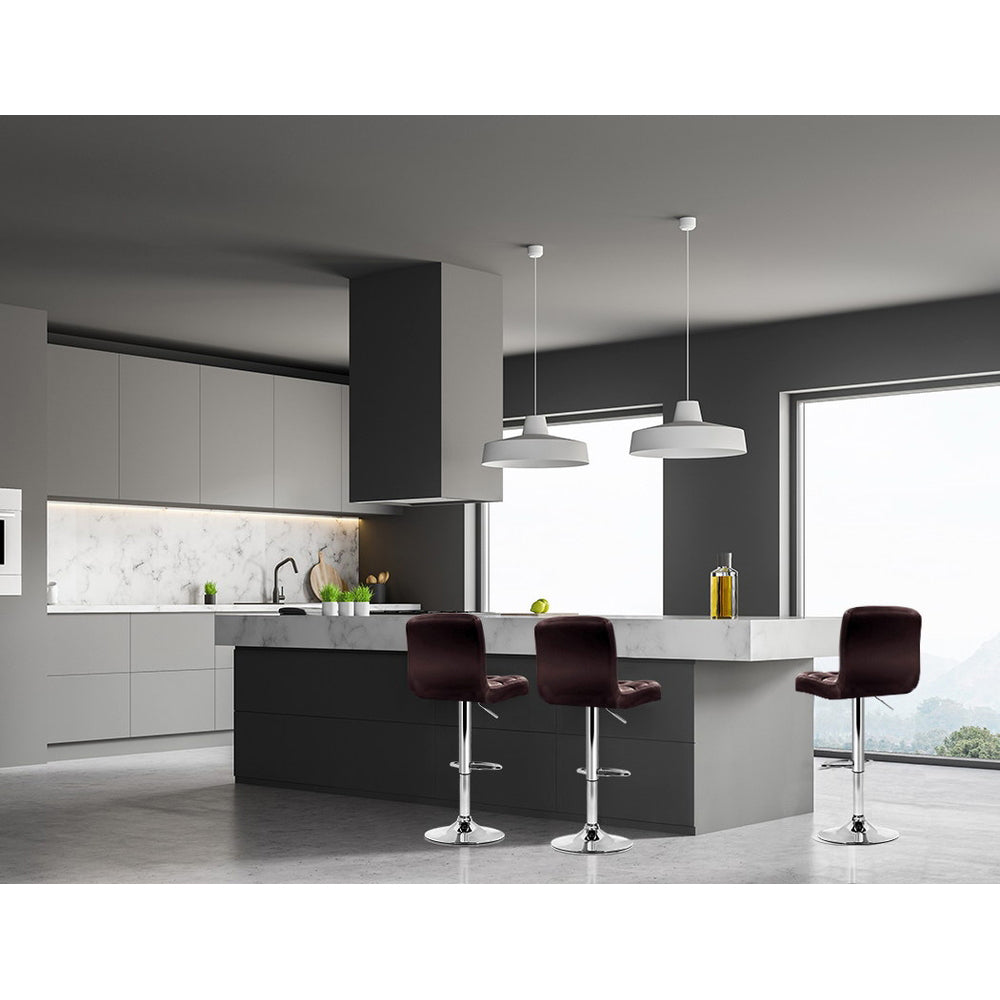 4x Bar Stools Leather Gas Lift Brown by Artiss