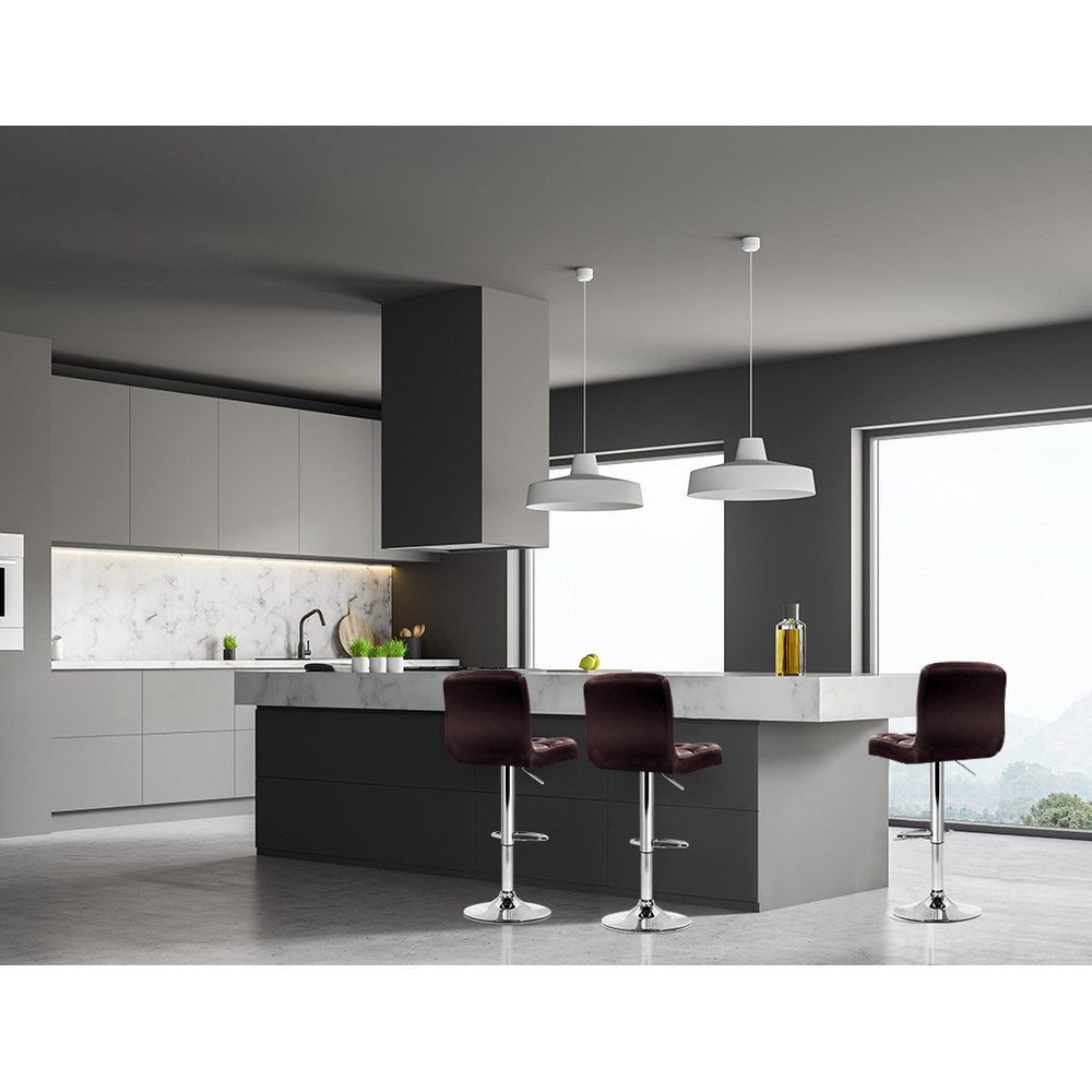 4x Bar Stools Leather Gas Lift Brown by Artiss