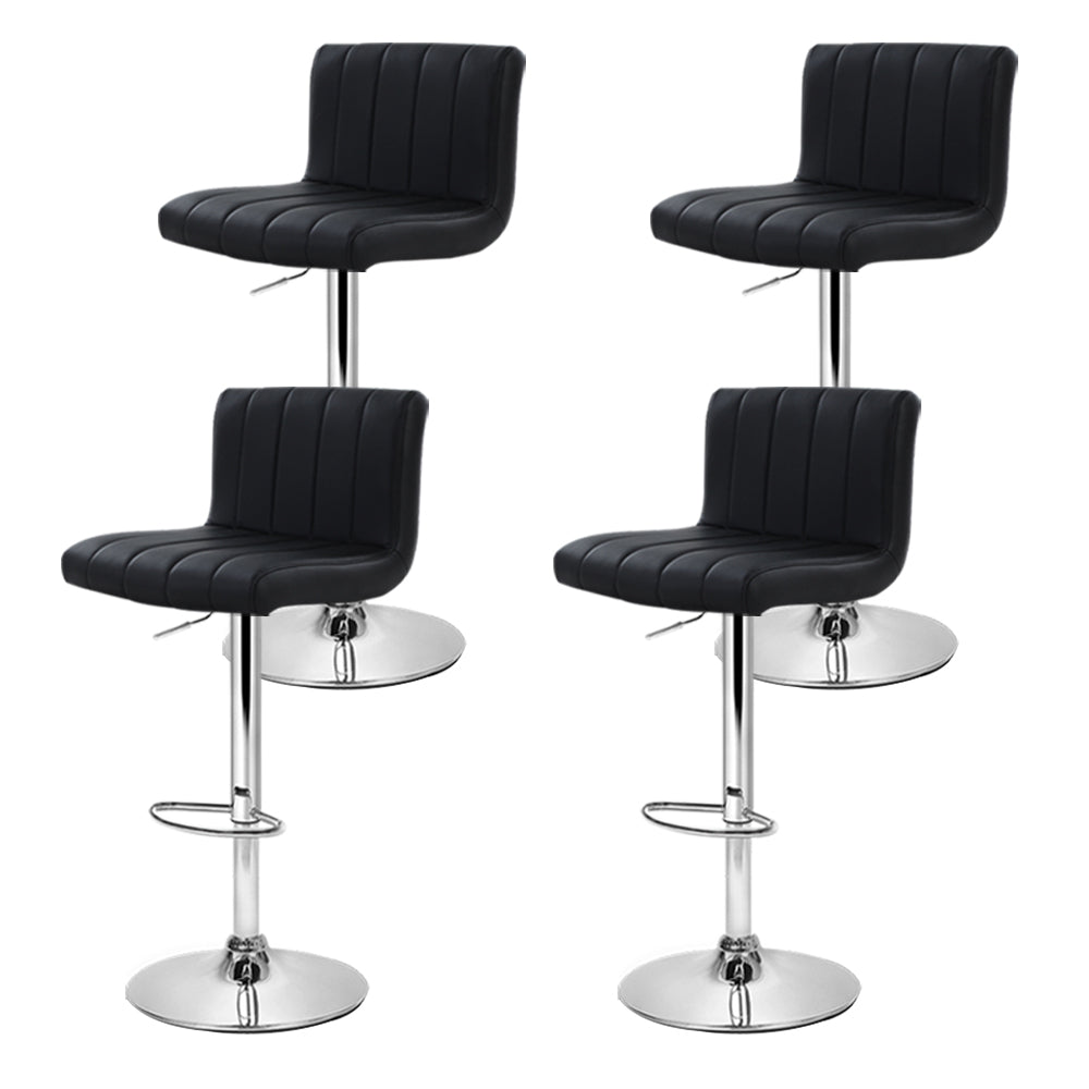 4x Bar Stools Gas Lift Leather Black by Artiss