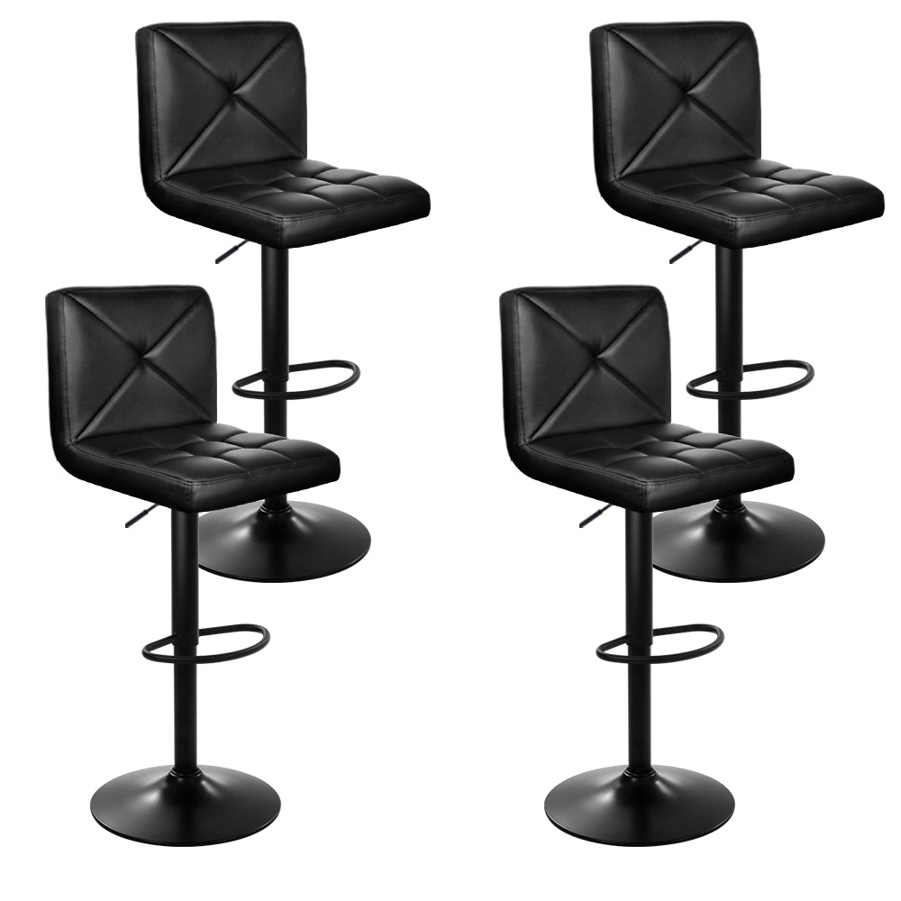 4x Bar Stools Gas Lift Leather Chair Black By Artiss