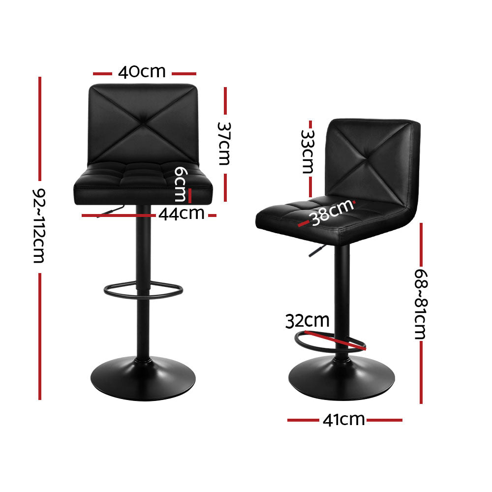 4x Bar Stools Gas Lift Leather Chair Black By Artiss