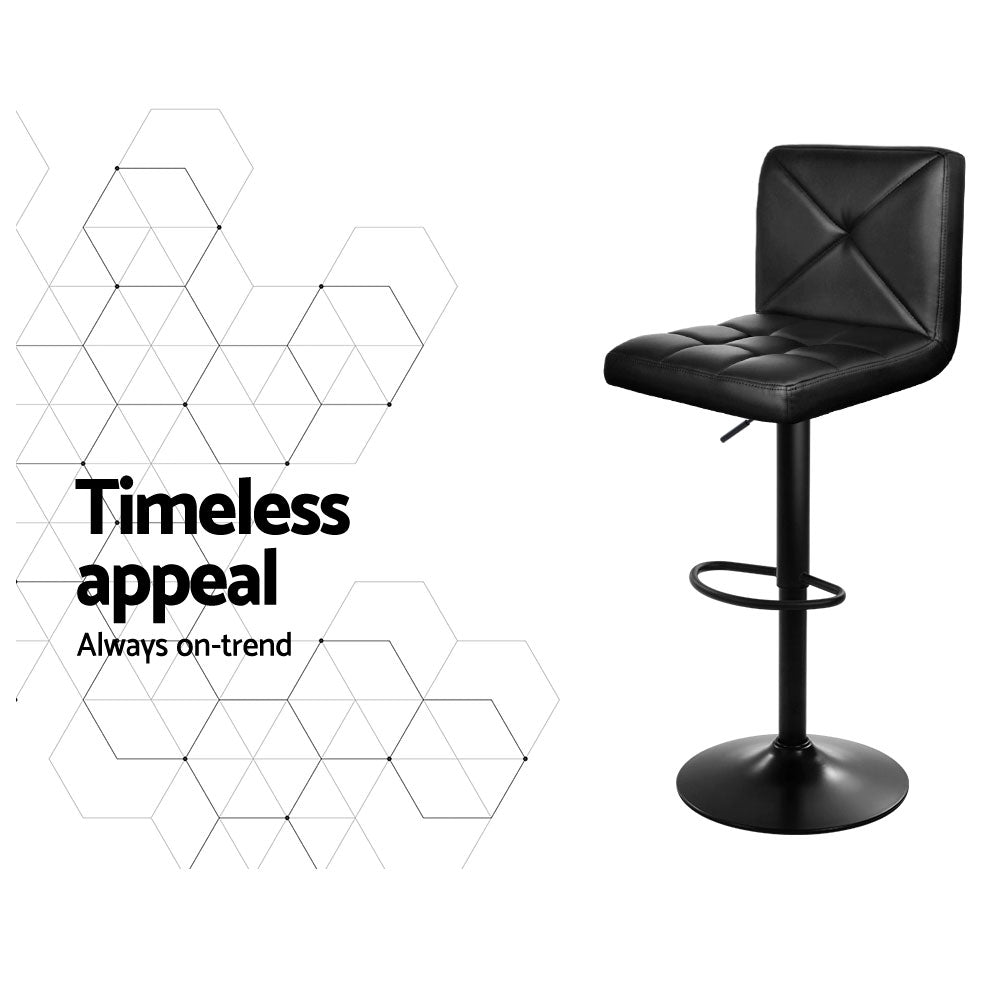 4x Bar Stools Gas Lift Leather Chair Black By Artiss