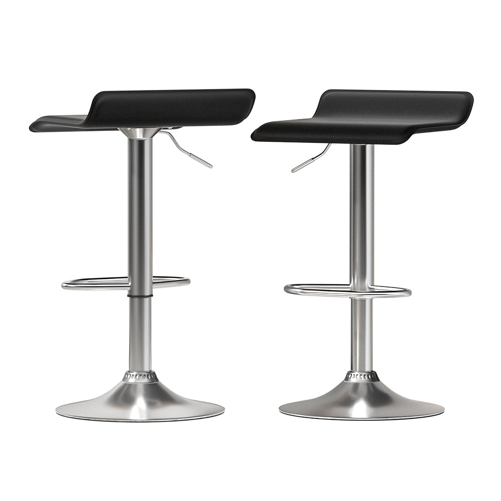 2x Bar Stools Faux Leather Chair Black By Artiss
