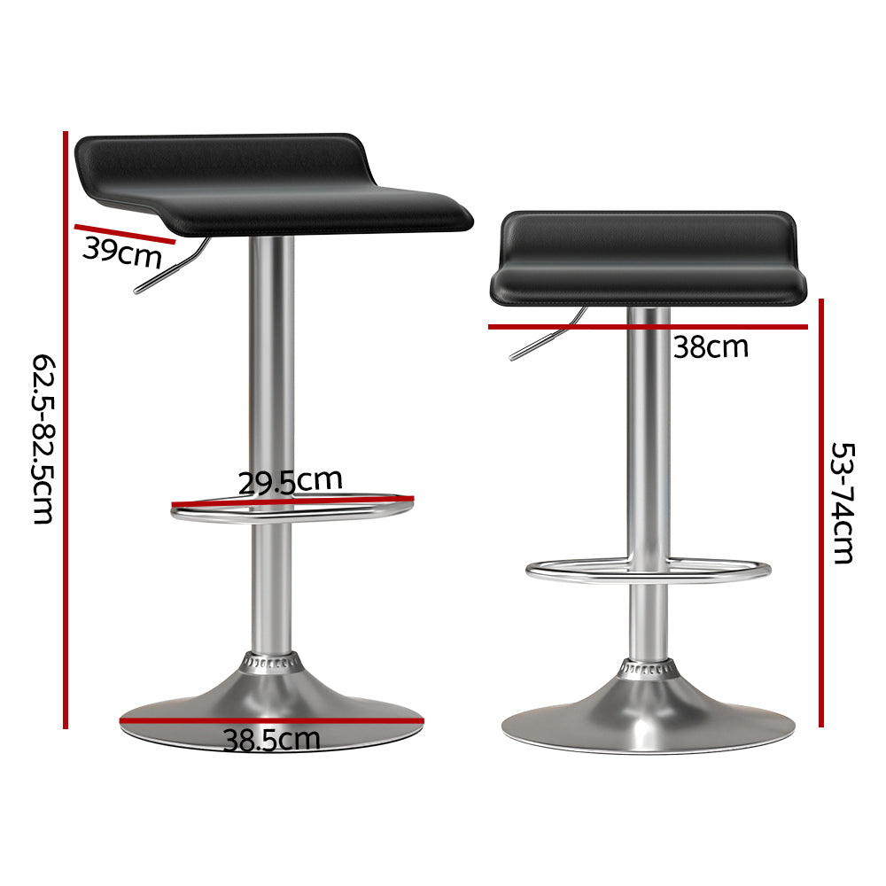 2x Bar Stools Faux Leather Chair Black By Artiss