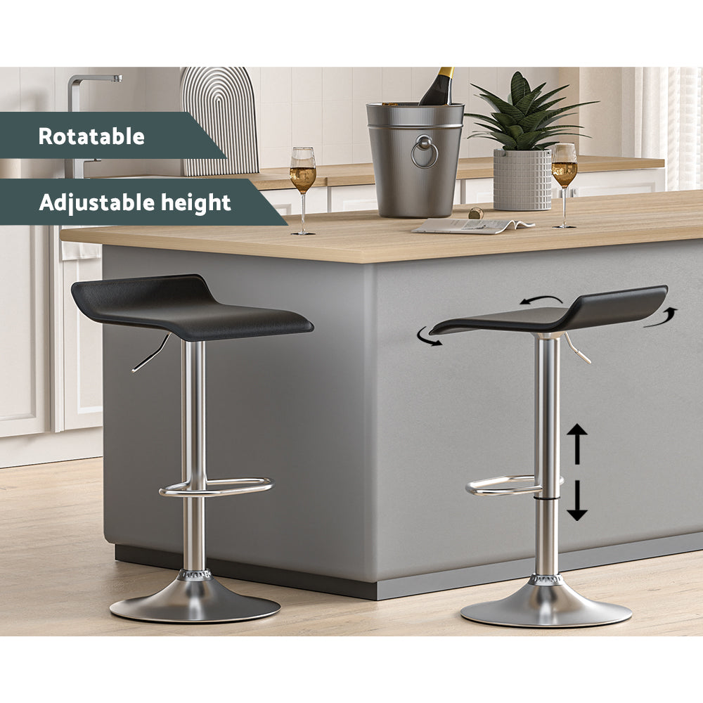 2x Bar Stools Faux Leather Chair Black By Artiss