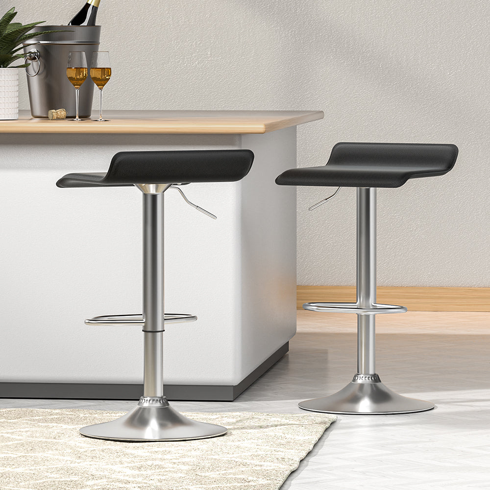 2x Bar Stools Faux Leather Chair Black By Artiss
