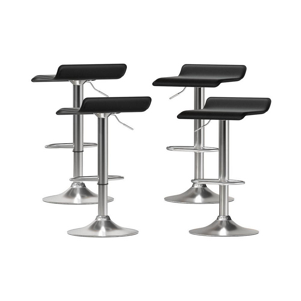 4x Bar Stools Faux Leather Chair Black by Artiss